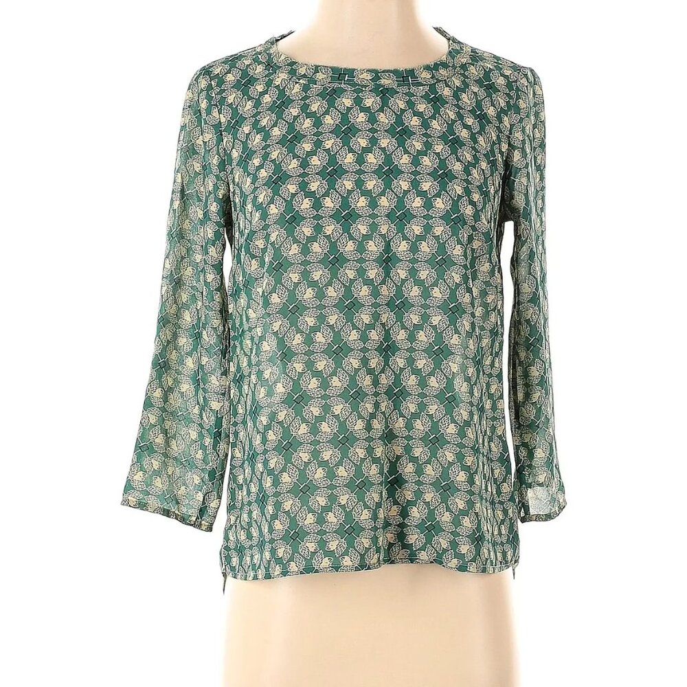 CAbi #3069 Jade Leaf Print Top
